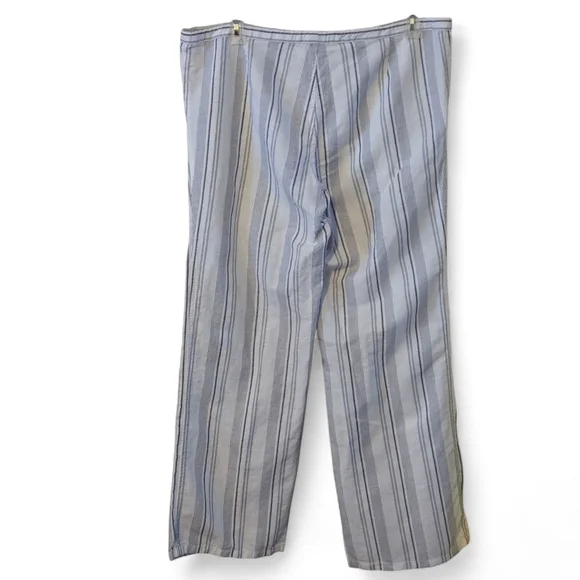 Victoria Secret Iconic Striped Lounge Pants Gray White Wide Leg Drawstring Sz14 - Picture 3 of 13